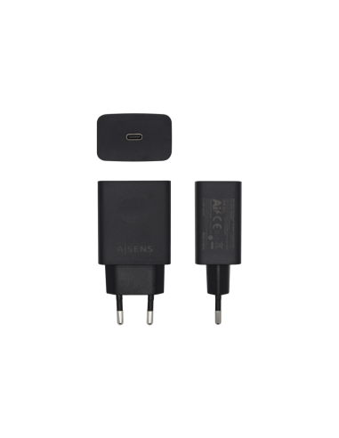 AISENS Cargador USB-C PD 3.0 1 Puerto 1x USB-C 20 W, Negro