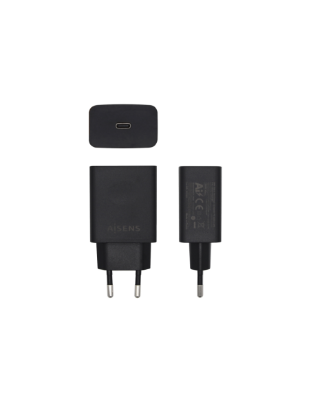 AISENS Cargador USB-C PD 3.0 1 Puerto 1x USB-C 20 W, Negro