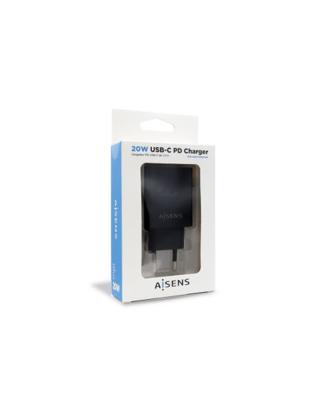 AISENS Cargador USB-C PD 3.0 1 Puerto 1x USB-C 20 W, Negro