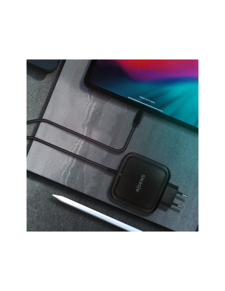 AISENS Cargador 65W PD3.0 QC3.0 1XUSB-C 1.2M, Negro