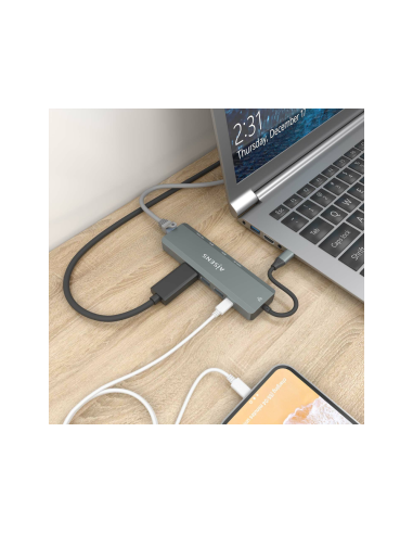 AISENS ASUC-5P011-GR base para portátil y replicador de puertos Alámbrico USB 3.2 Gen 1 (3.1 Gen 1) Type-C