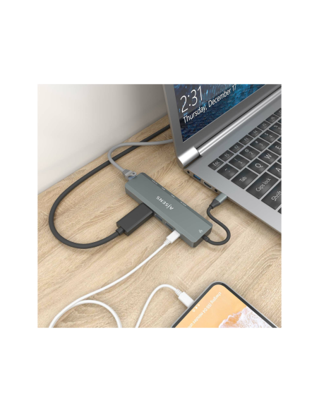 AISENS ASUC-5P011-GR base para portátil y replicador de puertos Alámbrico USB 3.2 Gen 1 (3.1 Gen 1) Type-C
