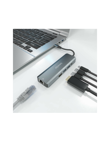 AISENS ASUC-5P011-GR base para portátil y replicador de puertos Alámbrico USB 3.2 Gen 1 (3.1 Gen 1) Type-C