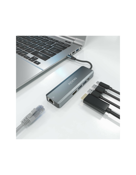 AISENS ASUC-5P011-GR base para portátil y replicador de puertos Alámbrico USB 3.2 Gen 1 (3.1 Gen 1) Type-C