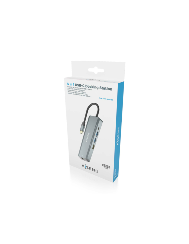 AISENS ASUC-5P011-GR base para portátil y replicador de puertos Alámbrico USB 3.2 Gen 1 (3.1 Gen 1) Type-C