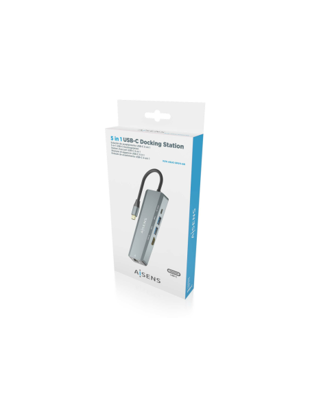 AISENS ASUC-5P011-GR base para portátil y replicador de puertos Alámbrico USB 3.2 Gen 1 (3.1 Gen 1) Type-C