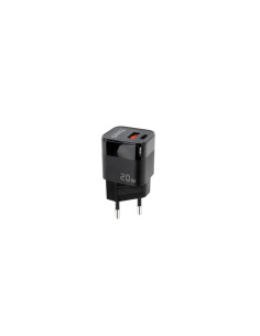 TooQ Cargador de Pared USB-C/PD + USB-A/QC 20W, Negro 2