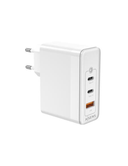 AISENS Cargador Gan 100W, 2xUSB-C PD3.0 QC4.0 QC5.0, 1xUSB-A QC3.0, Blanco