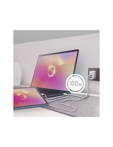 AISENS Cargador Gan 100W, 2xUSB-C PD3.0 QC4.0 QC5.0, 1xUSB-A QC3.0, Blanco