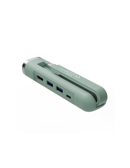 Ewent EW1148 base para portátil y replicador de puertos Alámbrico USB 3.2 Gen 1 (3.1 Gen 1) Type-C Verde