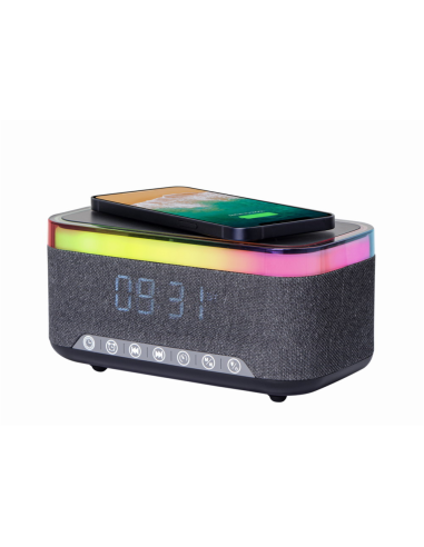 Gembird DAC-SPKBT-QC15-BK despertador Reloj despertador digital Negro, Gris