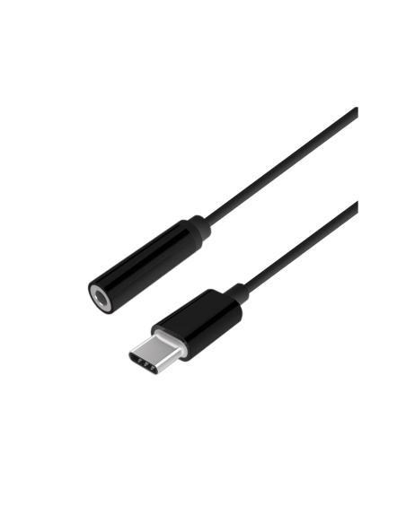 AISENS Conversor USB-C a audio estilo Apple, USB-C/M-Jack 3.5/H, Negro, 15 cm