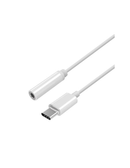 AISENS Conversor USB-C a audio estilo Apple, USB-C/M-Jack 3.5/H, Blanco, 15 cm