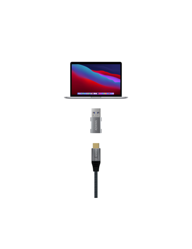 AISENS Mini Adaptador USB 3.2 GEN2 10G 3A, Tipo USB-C/H-A/M, Gris