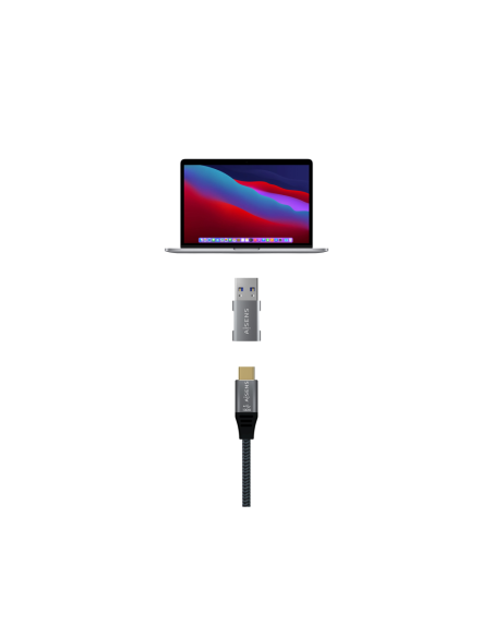 AISENS Mini Adaptador USB 3.2 GEN2 10G 3A, Tipo USB-C/H-A/M, Gris