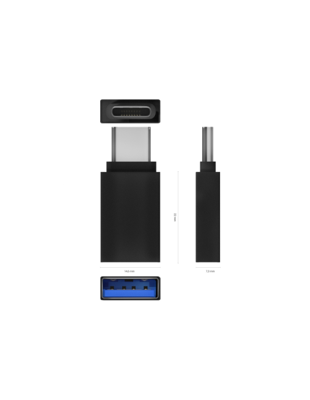 AISENS Mini Adaptador Aluminio USB 3.2 Gen1 3A, Tipo USB-C/M-A/H, Negro