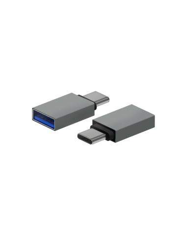 AISENS Mini Adaptador Aluminio USB 3.2 Gen1 3A, Tipo USB-C/M-A/H, Gris