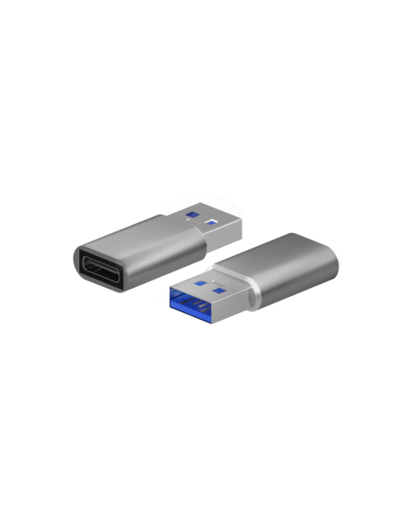 AISENS Mini Adaptador USB 3.2 Gen2 / USB 2.0 3A, Tipo USB-C/H-A/M, Gris