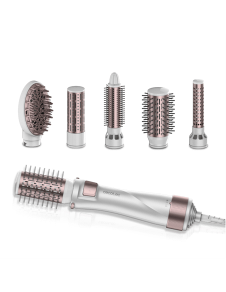Cecotec 03446 Utensilio de peinado Herramienta de peinado con múltiples accesorios Caliente Gris, Oro rosado 1000 W 1,8 m