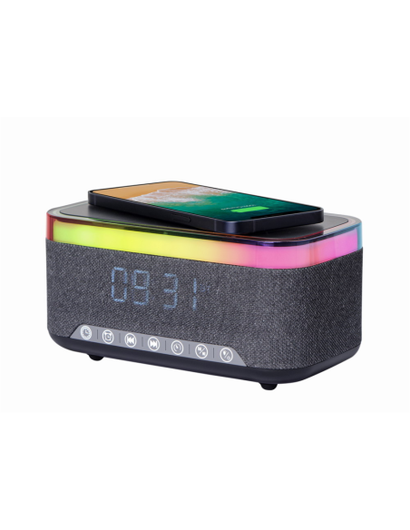 Gembird DAC-SPKBT-QC15-BK despertador Reloj despertador digital Negro, Gris