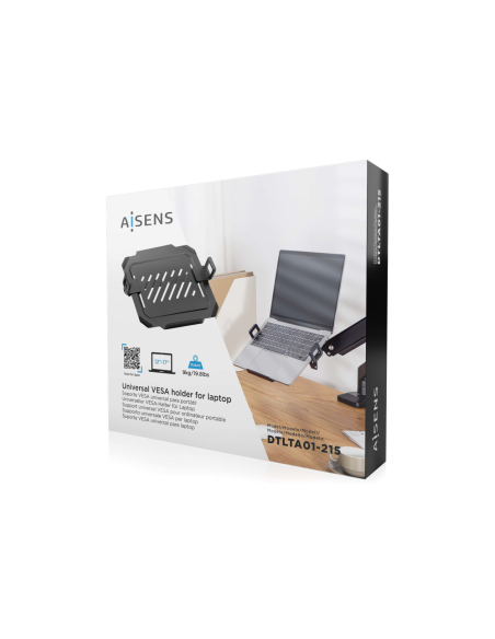 AISENS Soporte Universal para Portátil de 12-17 para el Montaje en un Soporte de Monitor, Negro
