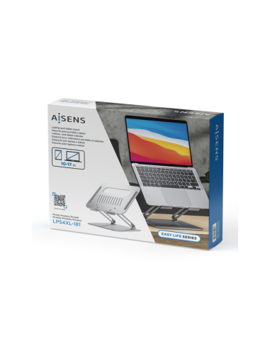 AISENS Soporte de Sobremesa XL 10-17 Ajustable para Portatil / Tablet, Plata