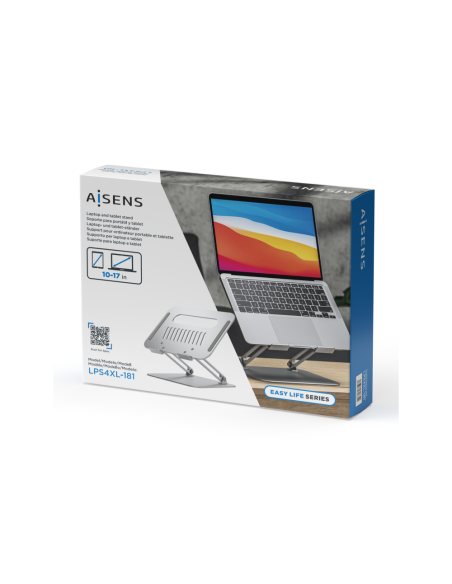AISENS Soporte de Sobremesa XL 10-17 Ajustable para Portatil / Tablet, Plata