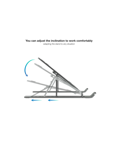 TooQ Soporte Elevador para Portátiles, Tablets, Móviles y Libros, Gris