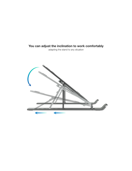 TooQ Soporte Elevador para Portátiles, Tablets, Móviles y Libros, Gris