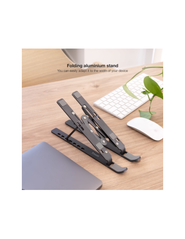 TooQ Soporte Elevador para Portátiles, Tablets, Móviles y Libros, Gris