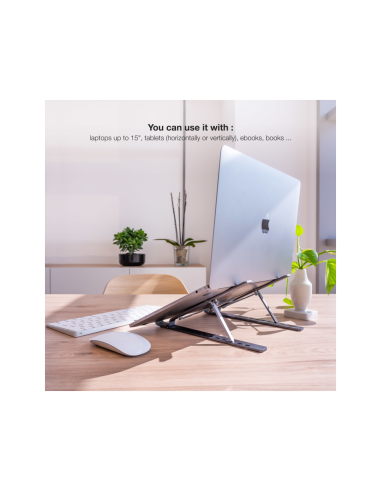 TooQ Soporte Elevador para Portátiles, Tablets, Móviles y Libros, Gris