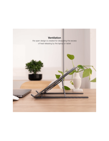 TooQ Soporte Elevador para Portátiles, Tablets, Móviles y Libros, Gris