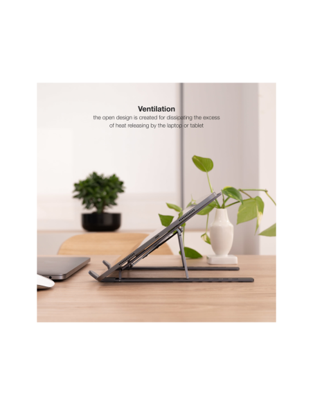 TooQ Soporte Elevador para Portátiles, Tablets, Móviles y Libros, Gris