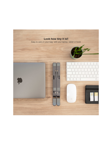 TooQ Soporte Elevador para Portátiles, Tablets, Móviles y Libros, Gris