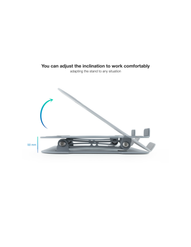 TooQ Soporte Elevador de Aluminio Ajustable Ergonómico para Portátiles, Gris