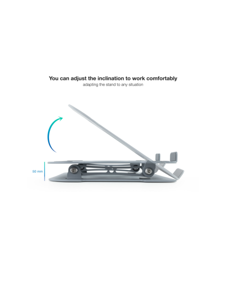 TooQ Soporte Elevador de Aluminio Ajustable Ergonómico para Portátiles, Gris