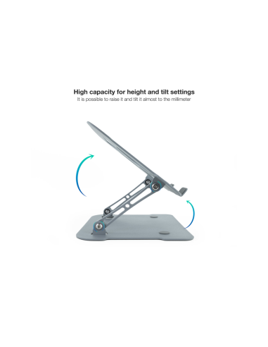 TooQ Soporte Elevador de Aluminio Ajustable Ergonómico para Portátiles, Gris