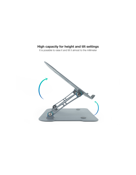 TooQ Soporte Elevador de Aluminio Ajustable Ergonómico para Portátiles, Gris