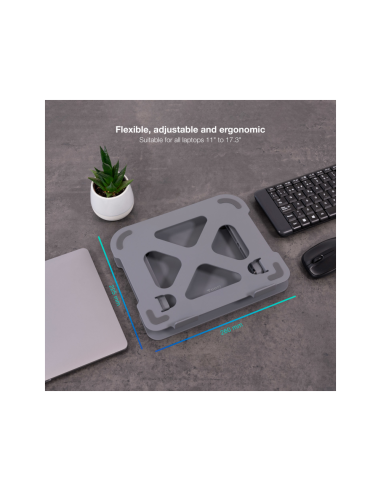 TooQ Soporte Elevador de Aluminio Ajustable Ergonómico para Portátiles, Gris