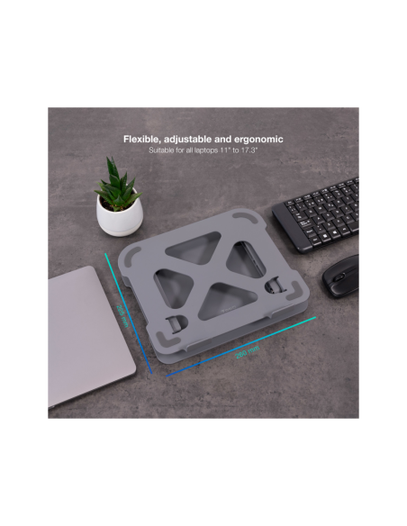 TooQ Soporte Elevador de Aluminio Ajustable Ergonómico para Portátiles, Gris