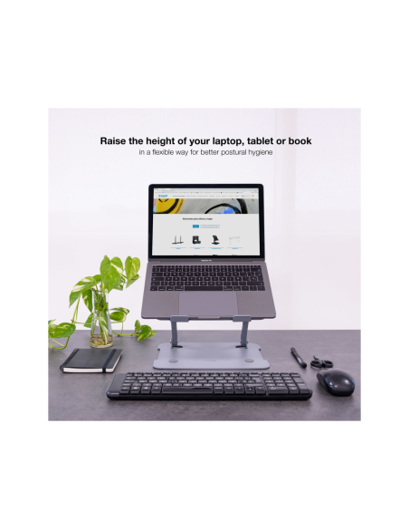 TooQ Soporte Elevador de Aluminio Ajustable Ergonómico para Portátiles, Gris