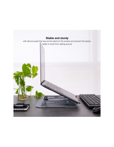 TooQ Soporte Elevador de Aluminio Ajustable Ergonómico para Portátiles, Gris