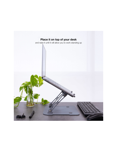 TooQ Soporte Elevador de Aluminio Ajustable Ergonómico para Portátiles, Gris