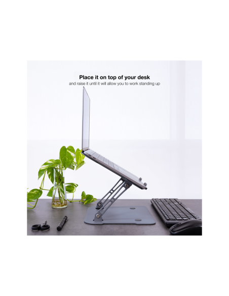 TooQ Soporte Elevador de Aluminio Ajustable Ergonómico para Portátiles, Gris