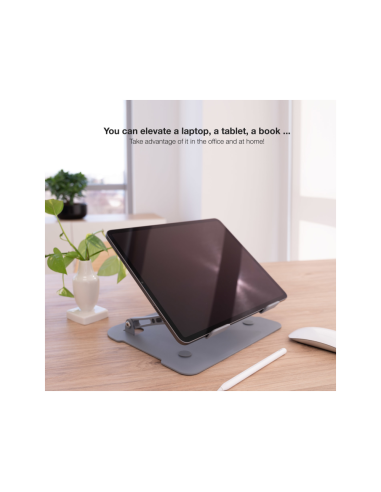 TooQ Soporte Elevador de Aluminio Ajustable Ergonómico para Portátiles, Gris
