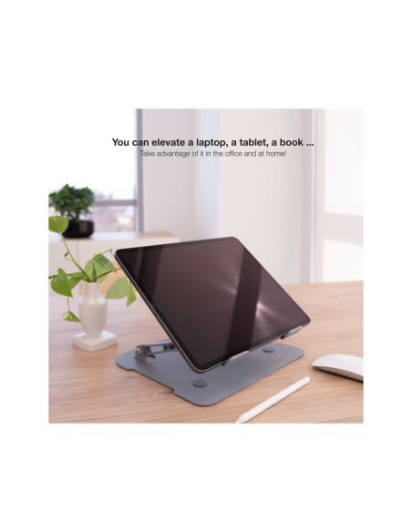 TooQ Soporte Elevador de Aluminio Ajustable Ergonómico para Portátiles, Gris