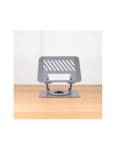 TooQ Soporte Elevador con rotación 360° y ajustable, para dispositivos de 11”-17”, Color Gris Oscuro