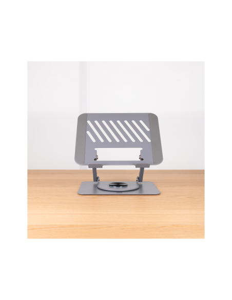 TooQ Soporte Elevador con rotación 360° y ajustable, para dispositivos de 11”-17”, Color Gris Oscuro