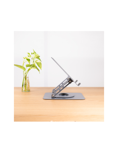 TooQ Soporte Elevador con rotación 360° y ajustable, para dispositivos de 11”-17”, Color Gris Oscuro