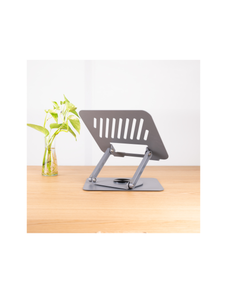 TooQ Soporte Elevador con rotación 360° y ajustable, para dispositivos de 11”-17”, Color Gris Oscuro